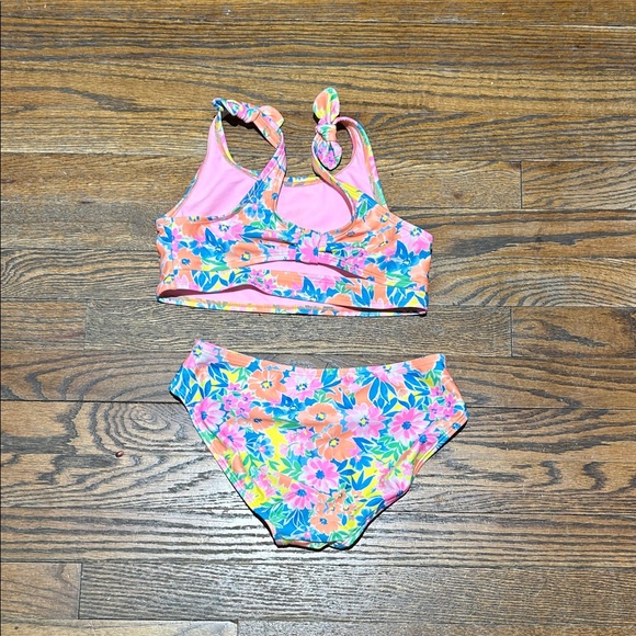 Never worn Cat & Jack Floral Kids Bikini - Pink and Blue - Picture 3 of 5